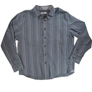 Tommy Bahama Men's‎ Plaid Long Sleeve Button Front Shirt Blue Black L Cotton